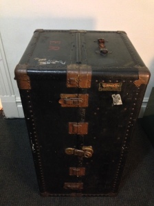 Antique Wardrobe Steamer Trunk with Intact Interior